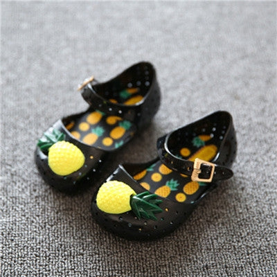Mini Pineapple Fruit Hole Summer Jelly Children Shoes Plain Rain Boot, Shoe Size:24(Black)