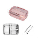 SSGP Office Lunch Box Compartment Lunch Box Student Children Portable Lunch Box, Color:3 Grid with Chopsticks Spoon (Pink)