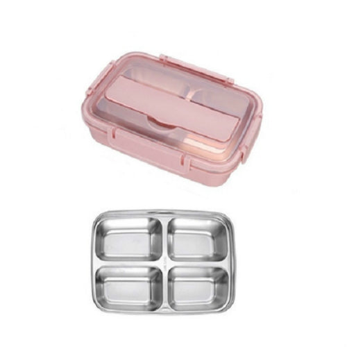 SSGP Office Lunch Box Compartment Lunch Box Student Children Portable Lunch Box, 4 Grid (Pink)