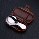 SSGP Stainless Steel Short Handle Spoon Children Creative Portable Tableware Set(Brown+Silver)