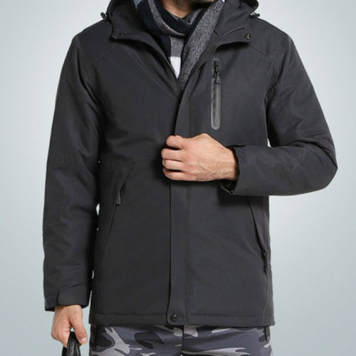 Autumn and Winter Men and Women Smart Heating Jacket Carbon Fiber Heating Travel Jacket, Size:M(Men Charcoal Gray)