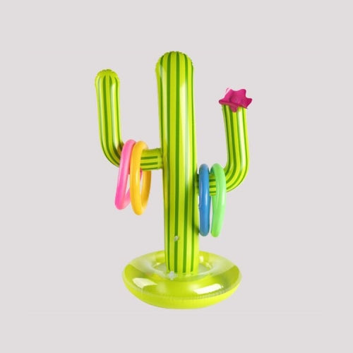 3 PCS Inflatable Cactus Casting Ring Toys Children Water Ring Toys(Green)