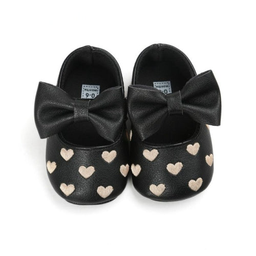 PU Leather Moccasins Shoes Bow Fringe Soft Soled Non-slip Footwear Crib Baby Girl Shoes(Black)