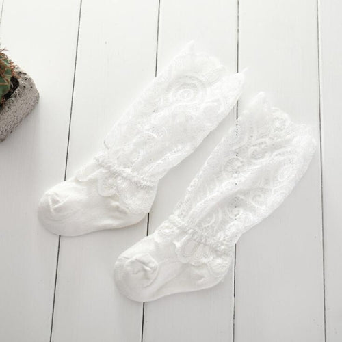 Delicate Cute Baby Lace Pile Socks Baby Socks, Size:M(White)