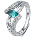 925 Sterling Silver Finger Rings Women Vintage Engagment Zircon Jewelry, Ring Size:8(Green)