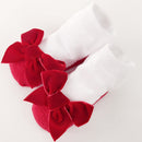 Suede Bow Baby Socks Autumn And Winter Cute Princess Cotton Socks, Kid Size:0-12 Months(Red)
