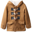 Winter Boys Thick Warm Two-color Horn Button Hooded Fleece Jacket, Height:80cm(Khaki)