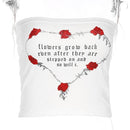 2 PCS Print Rose Strapless Tops, Size:L(White)