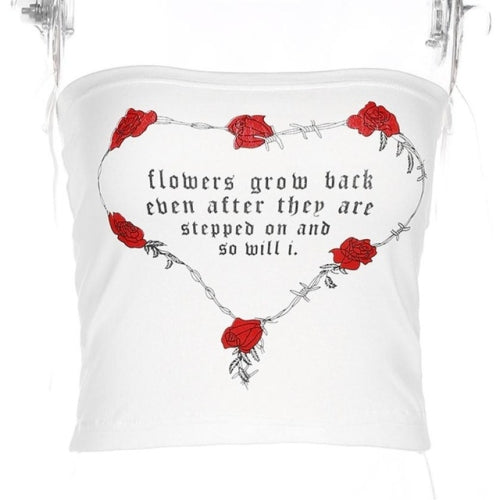 2 PCS Print Rose Strapless Tops, Size:L(White)