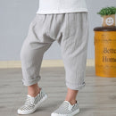 Summer Children Thin Cotton Linen Lanterns Ankle-length Pants, Size:110cm(Grey)