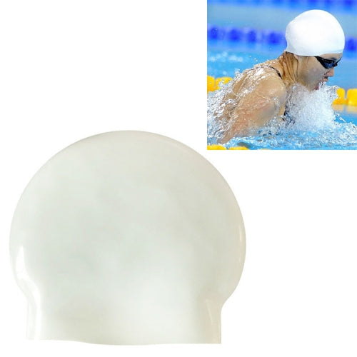 Glossy Seamless Pure Silicone High Elasticity Professional Swimming Cap(White)