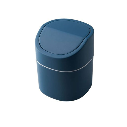Household Mini Desktop Trash Can Covered Debris Storage Cleaning Cylinder Box, Style:Flip Lip(Blue)