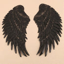Black A Pair Sequin Feather Wing Shape Clothing Patch Sticker DIY Clothing Accessories, Size:Large 33.5 x 32cm