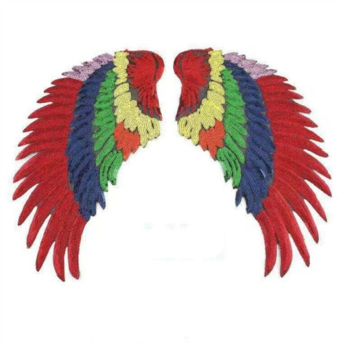 Seven Colors A Pair Sequin Feather Wing Shape Clothing Patch Sticker DIY Clothing Accessories, Size:Middle 26.5 x 26cm