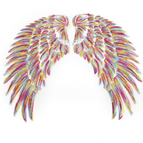 Magic Color A Pair Sequin Feather Wing Shape Clothing Patch Sticker DIY Clothing Accessories, Size:Large 33.5 x 32cm