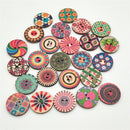 100 PCS Two-hole Round Printed Wooden Buttons DIY Clothing Buttons, Size:15 mm(Random Color Delivery)