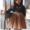 Dot Pattern Long Sleeve Dress Tutu Child Girl Party Costume, Height:140cm(Black Shirt+ Gold Skirt)