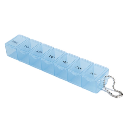2 PCS Portable 7-Slots Storage Organizer Container Pill Box(Light Blue)