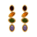 Retro Metal Color Geometry Glass Diamond Earrings Jewelry