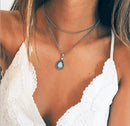 Fashion Retro Water Drop Shape Multi-layer Crystal Pendant Necklace(Drops necklace)