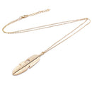 Simple Classic pendant Necklace Feather Necklace Long Sweater Chain Jewelry choker Necklace for Women(Gold)