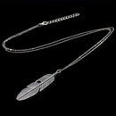 Simple Classic pendant Necklace Feather Necklace Long Sweater Chain Jewelry choker Necklace for Women(Silver)