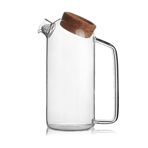 High Borosilicate Glass Cork Lid Teapot Juice Cold Kettle, Style:Large Button