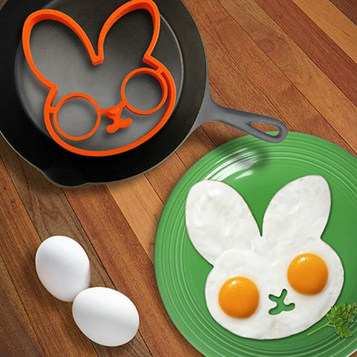 2 PCS Silicone Bunny Cartoon Fry Egg Frame Egg Mold Pancake Egg Rings Shaper Egg Omelette Mould Kitchen Tool