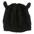 Black Ladies Autumn And Winter Wool Beret Twisted Cat Ears Shape Hat Knitted Warm Hat, Size:One Size