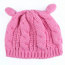 Pink Ladies Autumn And Winter Wool Beret Twisted Cat Ears Shape Hat Knitted Warm Hat, Size:One Size