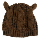 Brown Ladies Autumn And Winter Wool Beret Twisted Cat Ears Shape Hat Knitted Warm Hat, Size:One Size