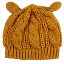 Ginger Yellow Ladies Autumn And Winter Wool Beret Twisted Cat Ears Shape Hat Knitted Warm Hat, Size:One Size