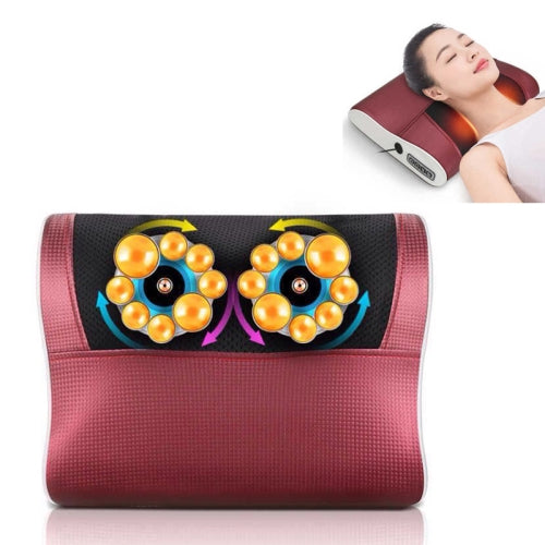 Cervical Spine Massage Pillow Neck Waist Back Multifunctional Electric Massage Cushion, Plug Type:EU Plug(Red White)