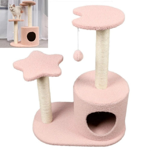 Cat Climbing Frame Scratching Column Tree Nest Multifunctional Cat Jumping Platform(Pink)