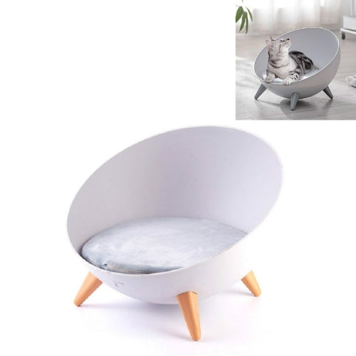 Hemispherical Cat and Dog Kennel Comfortable and Warm Half-sealed Pet Nest, Style:Wood Grain Feet