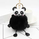 Panda Rabbit Fur Soft Ball Cars Plush KeyChains(Black)