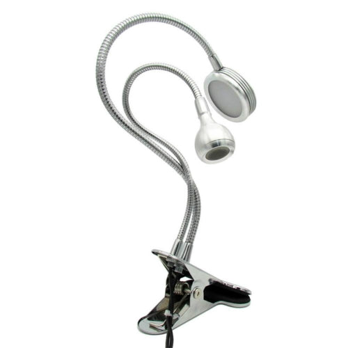 3W Creative Dimmable Double-head Clip Design LED Table Lamp, Color:Small Head Purple Light + Big Head White Light