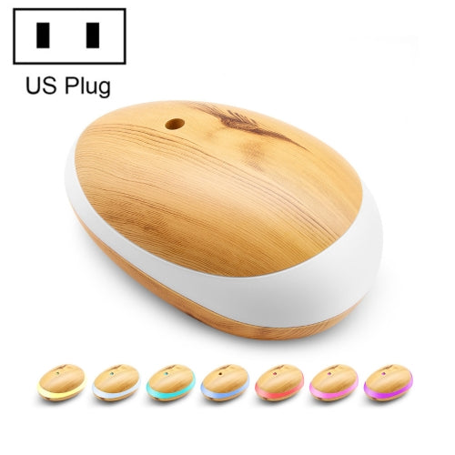 Mouse Wood Grain Essential Oil Air Humidifier Colorful Night Lamp Ultrasonic Aroma Diffuser, Power Plug:US Plug(Light Wood Grain)
