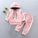 Autumn Winter Baby Casual Letter Hooded Thicken Double Sided Velvet Sports Set, Size:90cm(Pink)
