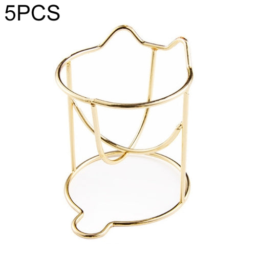 5 PCS Beauty Egg Shelf Storage Box Rack Puff Makeup Sponge Egg Dustproof Bracket, Model:Cat Ears(Gold)
