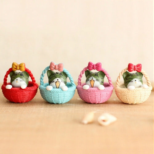 4 PCS/Set Round Bottom Cat Doll Moss Micro Landscape Ornament Desktop Decoration
