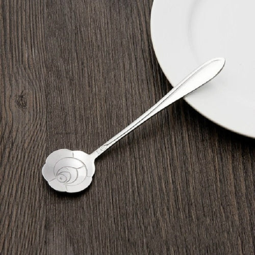 3 PCS Stainless Steel Household Creative Flower Spoon Coffee Stirring Spoon, Style:Rose Flower Spoon