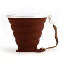 Food Grade Silicone Folding Cup with Dust-Proof Cover Lid Poratbale Cammping Travel Outdoor Water Drinking Cup Mini Telescopic Cup(Coffee)
