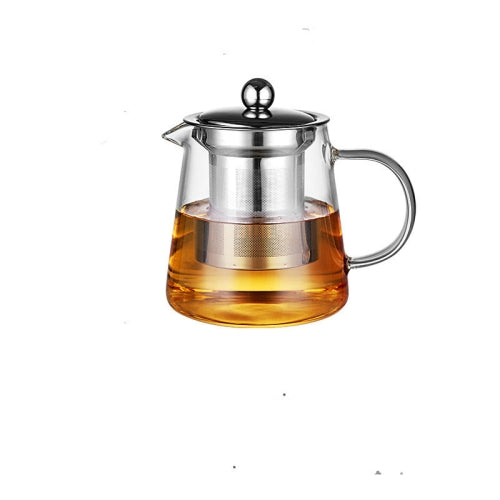 Large Capacity Heat Resistant Glass Teapot Tea Set With Stainless Steel Filter For Kung Fu Tea, Capacity:550ML