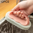 12 PCS Kitchen Tile Bathtub Brush Household Brush Pot Scouring Sponge Cleaning Brush with Handle Random Color Delivery