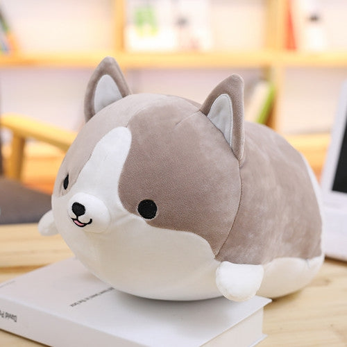 30-60cm Cute Corgi Dog Plush Toy Lovely Christmas Gift for Kids Stuffed Soft Animal Cartoon Pillow Valentine Present, Height:35CM(Gray)