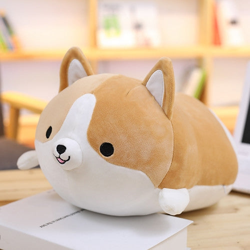 30-60cm Cute Corgi Dog Plush Toy Lovely Christmas Gift for Kids Stuffed Soft Animal Cartoon Pillow Valentine Present, Height:50CM(Brown)