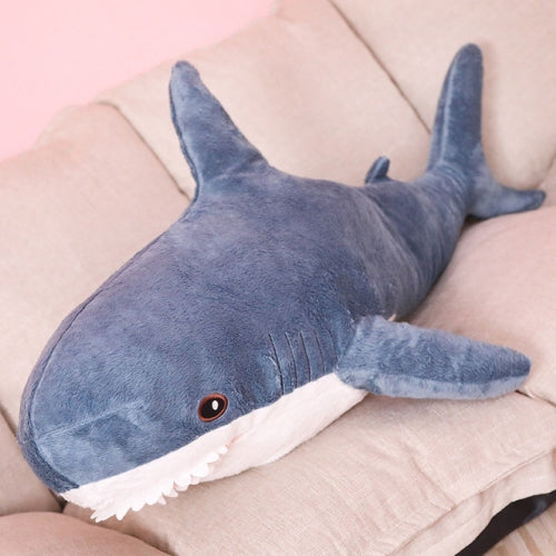 Plush Stuffed Toy Shark Kids Toys Boys Girls Animal Reading Pillow for Birthday Gifts, Height:80cm(Blue)