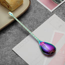 Stainless Steel Coffee Mixing Spoon Creative Musical Instrument Shape Spoon, Style:Lute, Color:Colorful