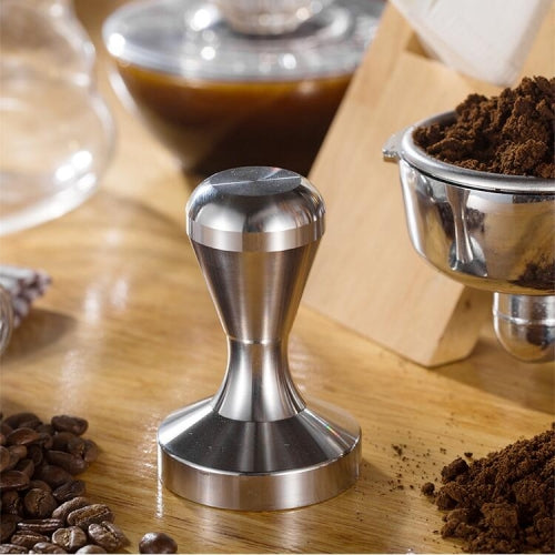Stainless Steel Solid Wood Handle Integrated Coffee Powder, Specification:58mm, Color:Stainless Steel Integration